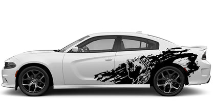 Dodge Charger Bear Grunge Side Decals (Pair) : Vinyl Graphics Kit Fits (2015-2023)