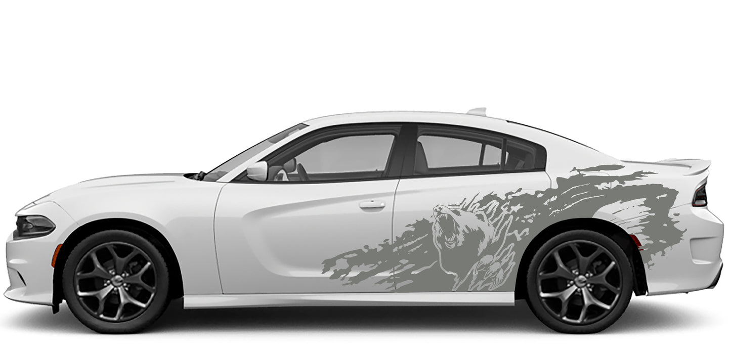 bear grunge side decals for dodge charger 2015 to 2023 models gray