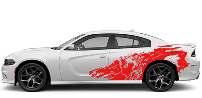 bear grunge side decals for dodge charger 2015 to 2023 models red