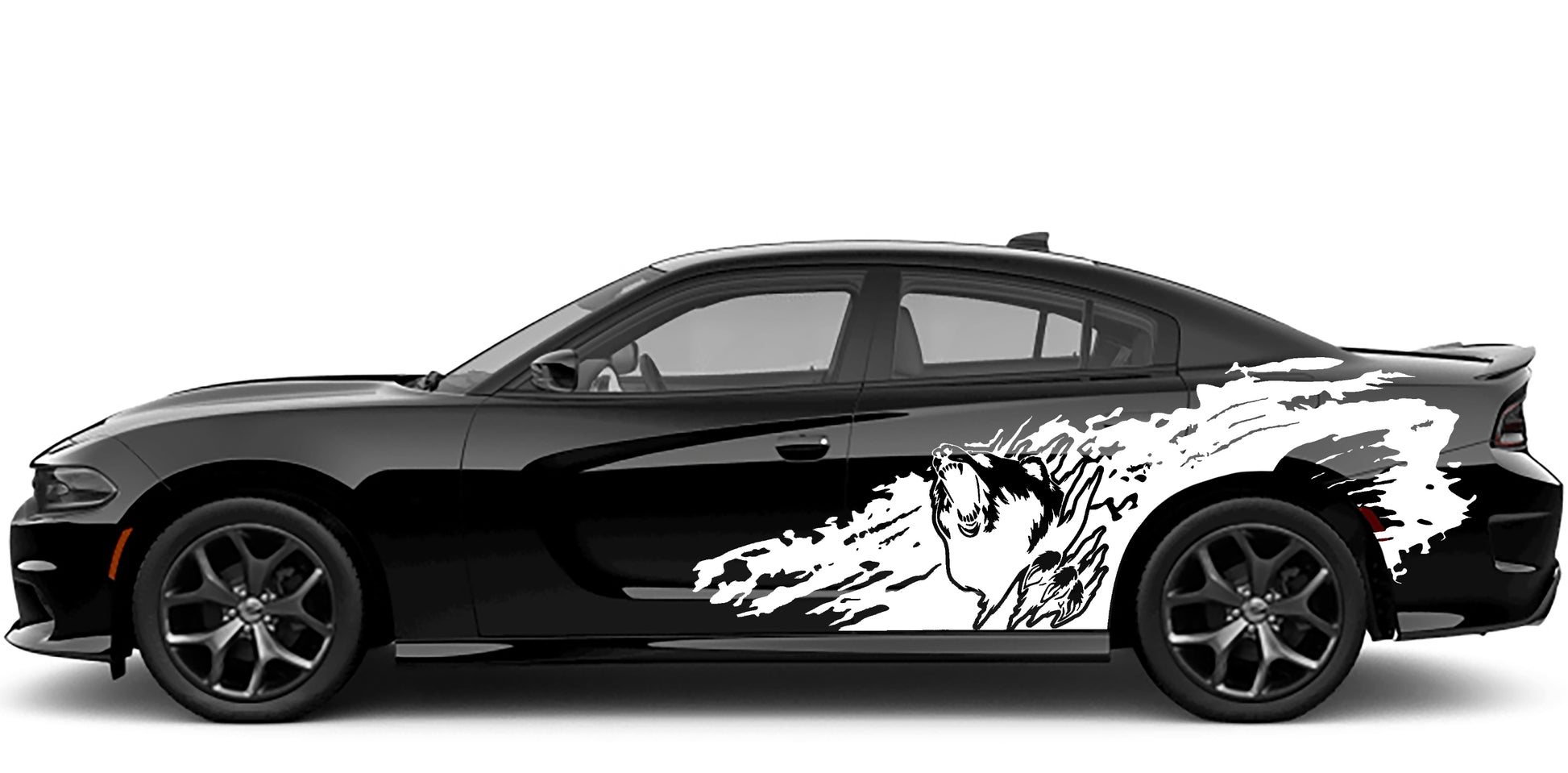 bear grunge side decals for dodge charger 2015 to 2023 models white