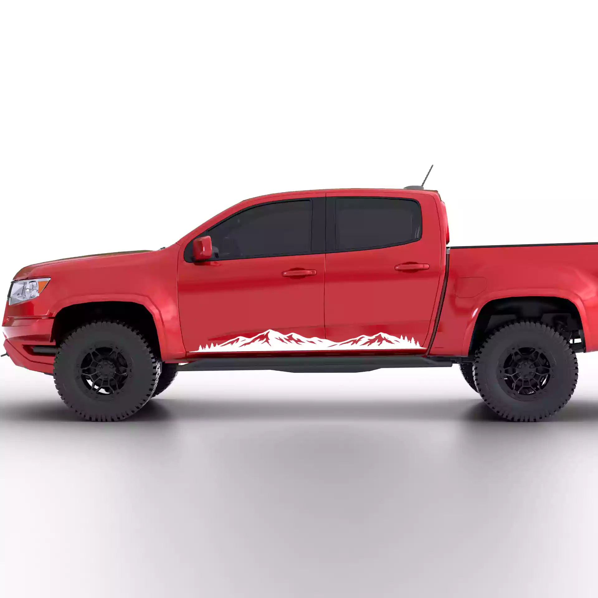 2015-2022 Chevrolet Colorado Mountain Range Rocker Stripes Vinyl Graphics Kit White