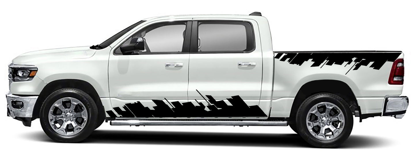 city skyline side graphics for dodge ram 1500 2500 2019 to 2023 models 