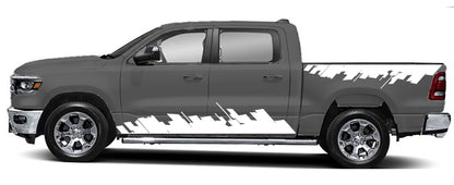 city skyline side graphics for dodge ram 1500 2500 2019 to 2023 models white