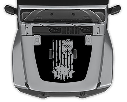 Defend merica hood decal for jeep wrangler black