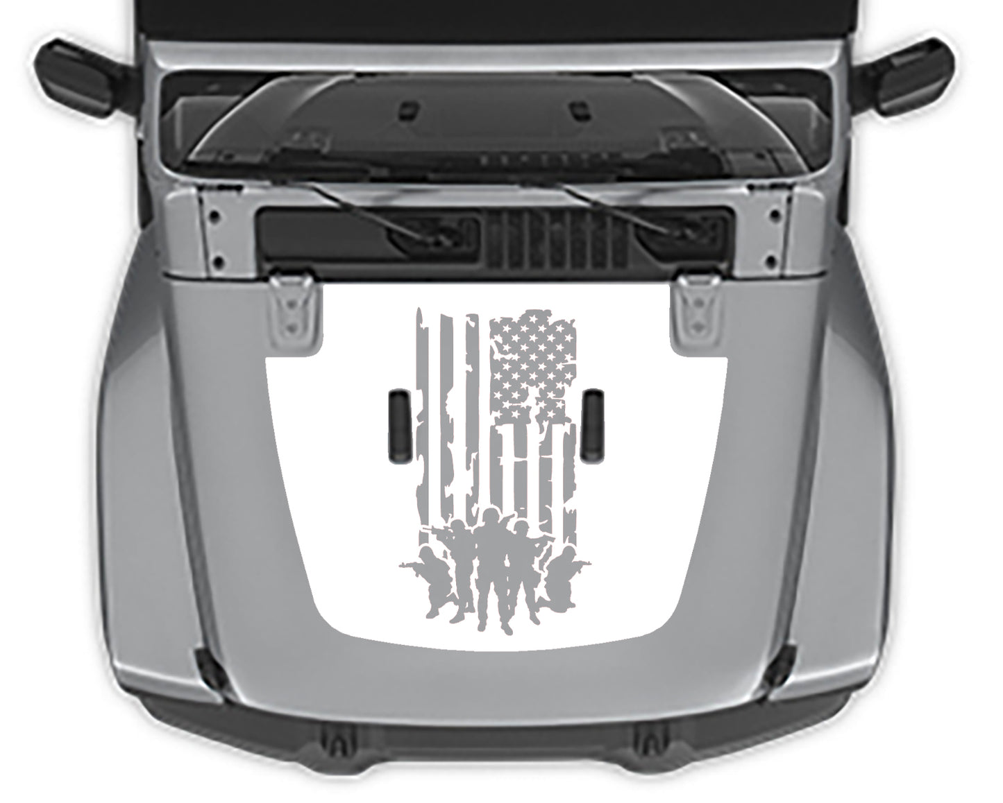 Defend merica hood decal for jeep wrangler white
