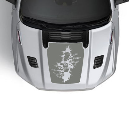 devils skull performance hood graphics for dodge ram 1500 2019 to 2023 models gray
