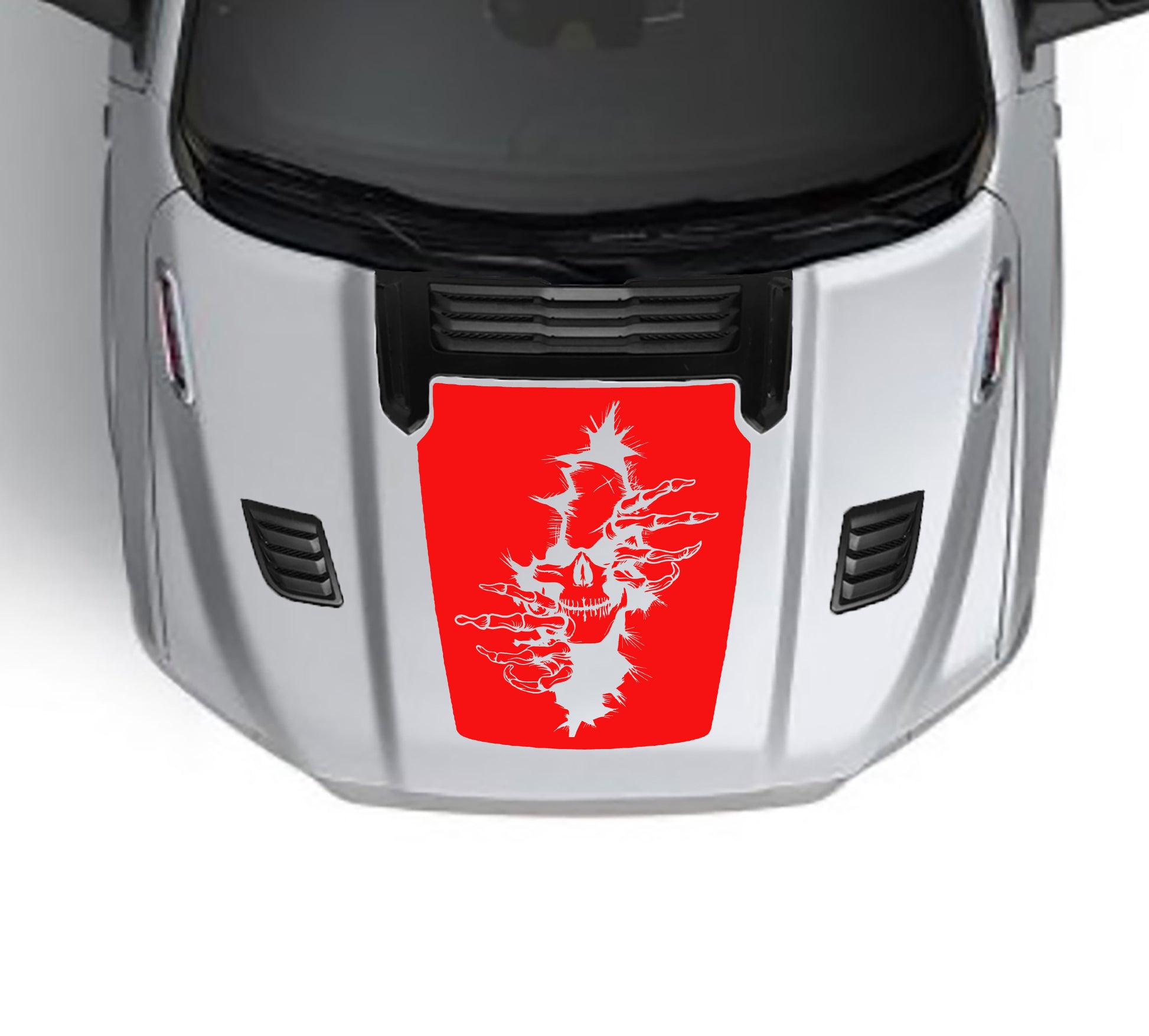 devils skull performance hood graphics for dodge ram 1500 2019 to 2023 models red