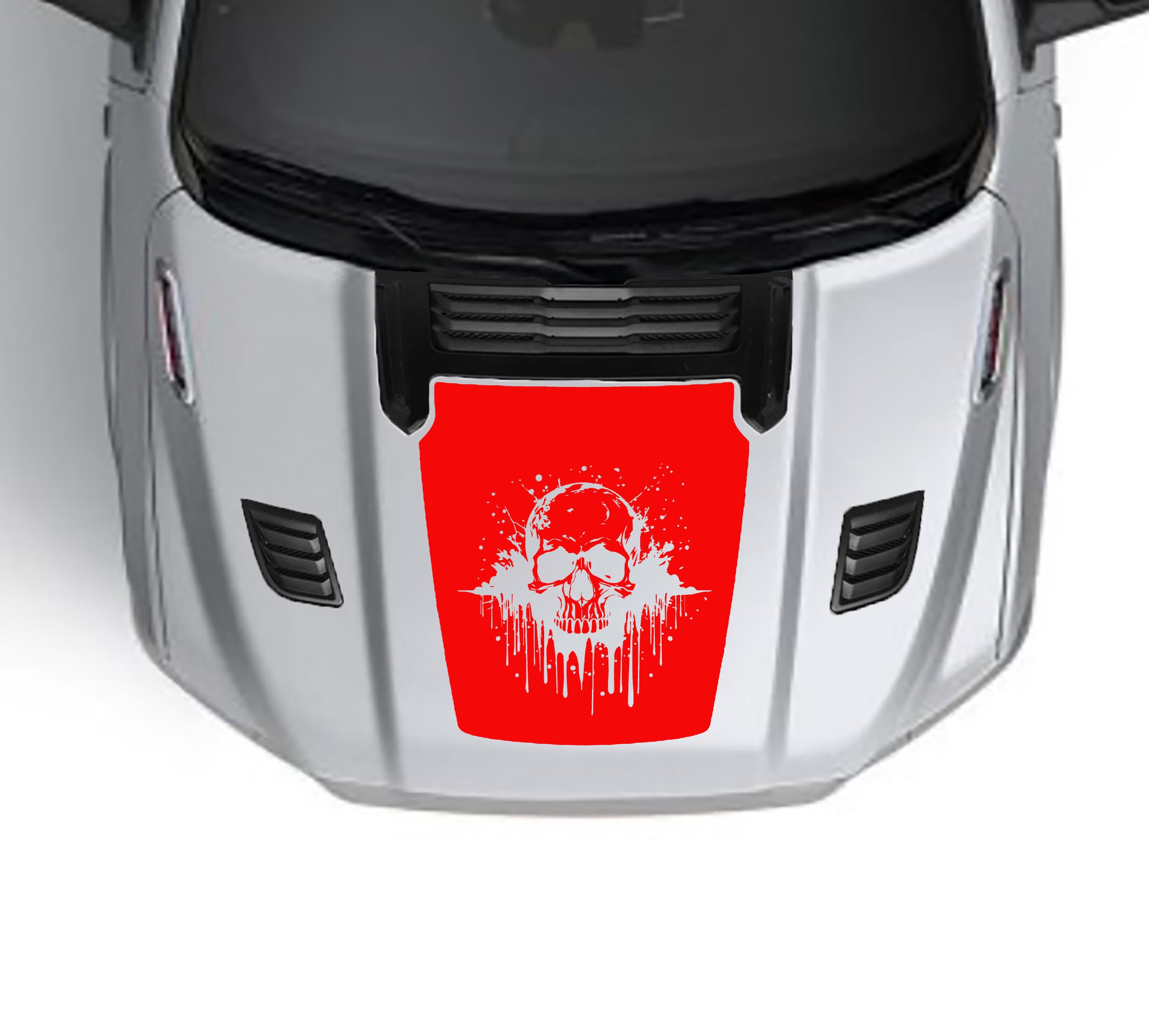 devil skull performance hood decal for dodge ram 1500 2019 to 2023 models red