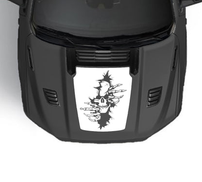 devils skull performance hood graphics for dodge ram 1500 2019 to 2023 models white