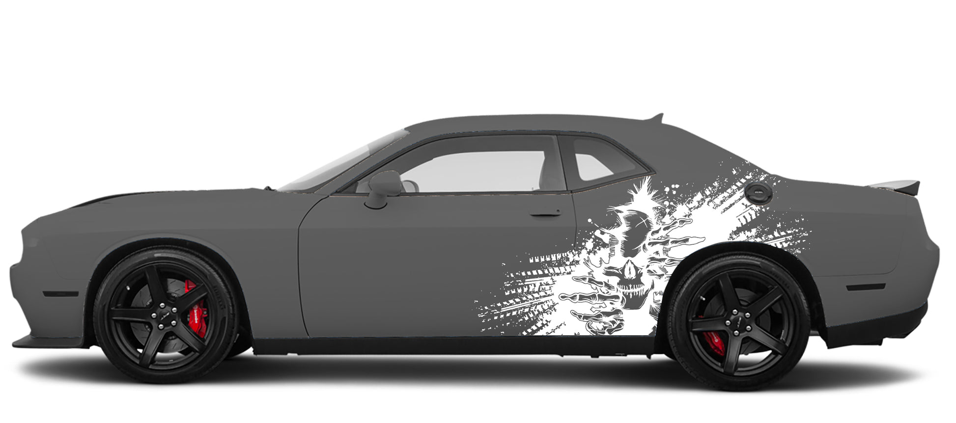 devils skull side splash decals for dodge challenger 2008 to 2023 models white
