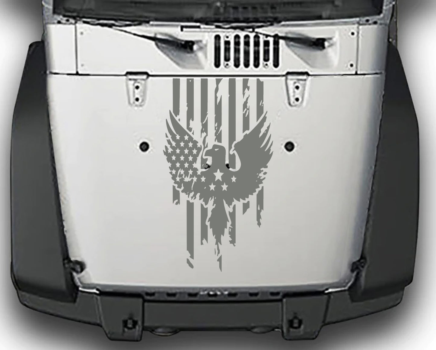distressed american flag hood decal for jeep wrangler jk gray
