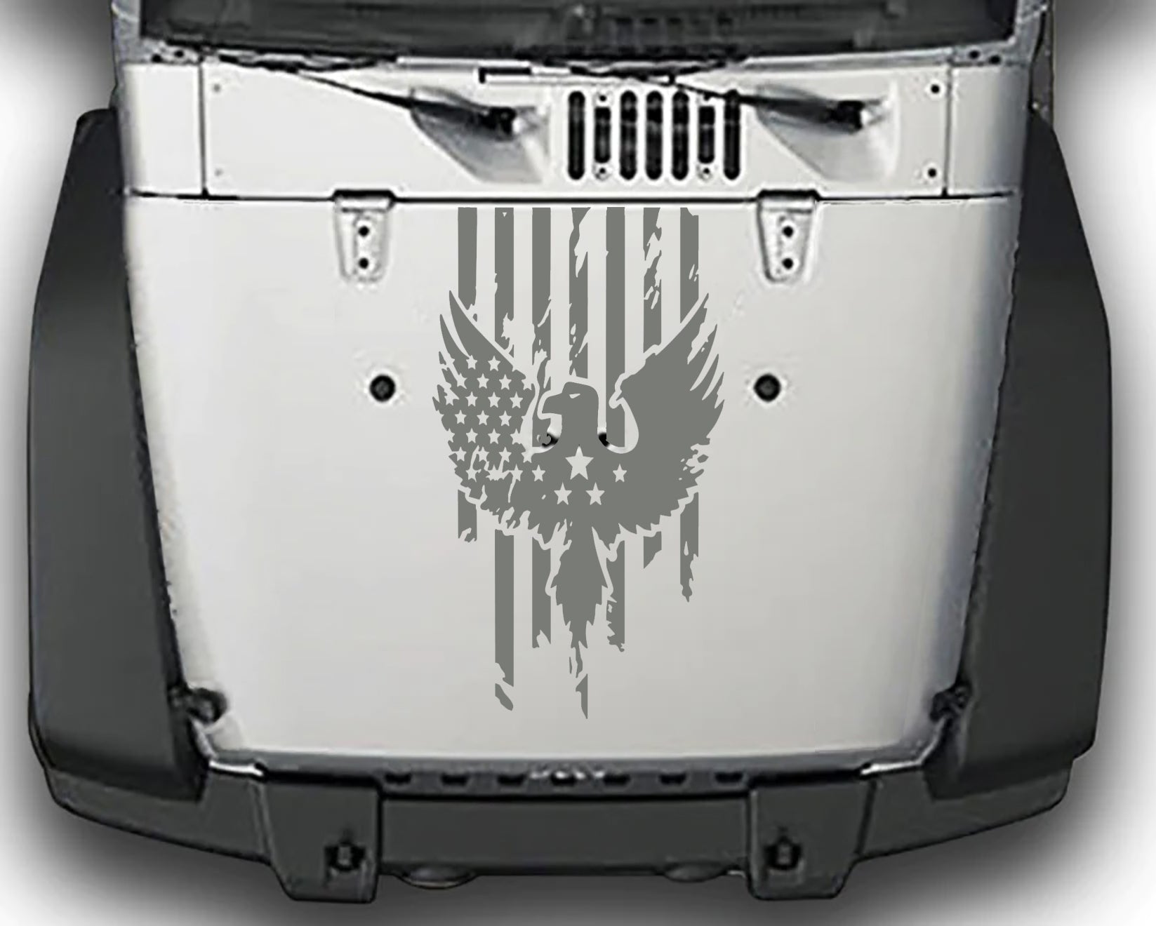 distressed american flag hood decal for jeep wrangler jk gray