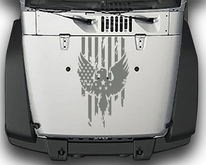 distressed american flag hood decal for jeep wrangler jk gray