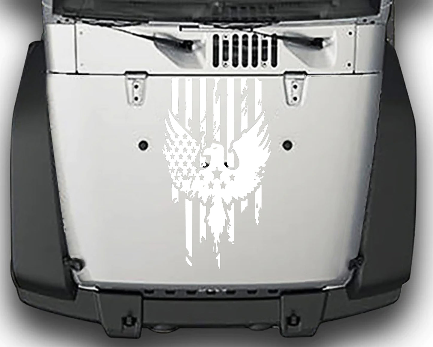 distressed american flag hood decal for jeep wrangler jk white