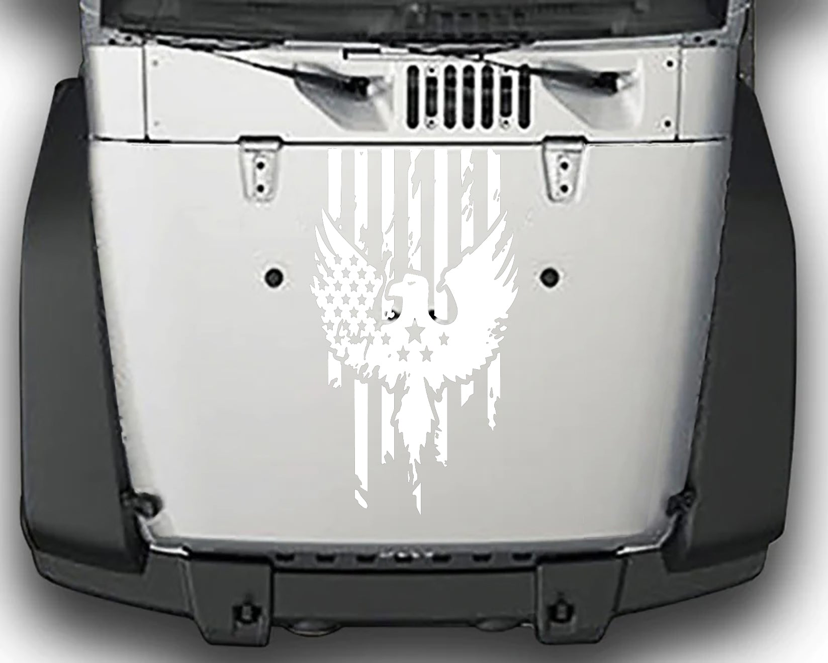 distressed american flag hood decal for jeep wrangler jk white