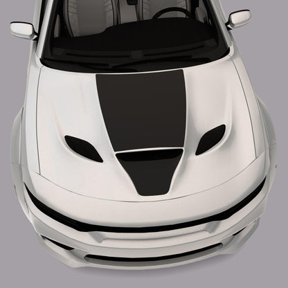 white car with matte black Hood Cowl & Intake Scoop Decals