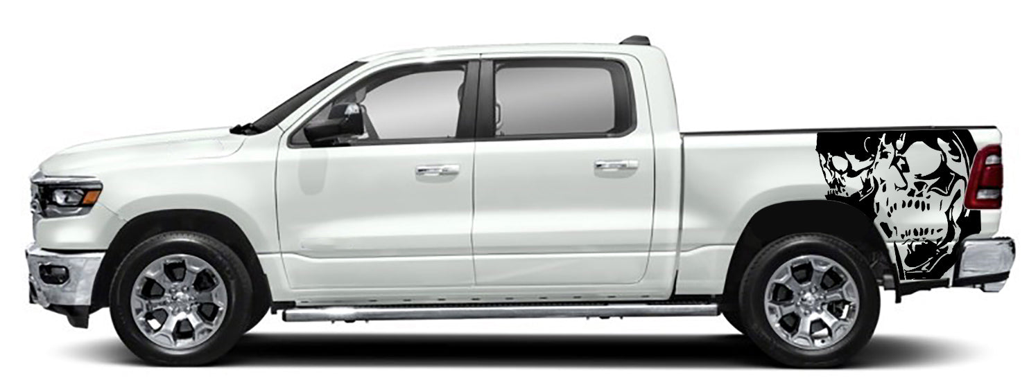 double skull bed graphics for dodge ram 2018 to 2023 models 