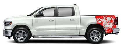 double skull bed graphics for dodge ram 2018 to 2023 models red