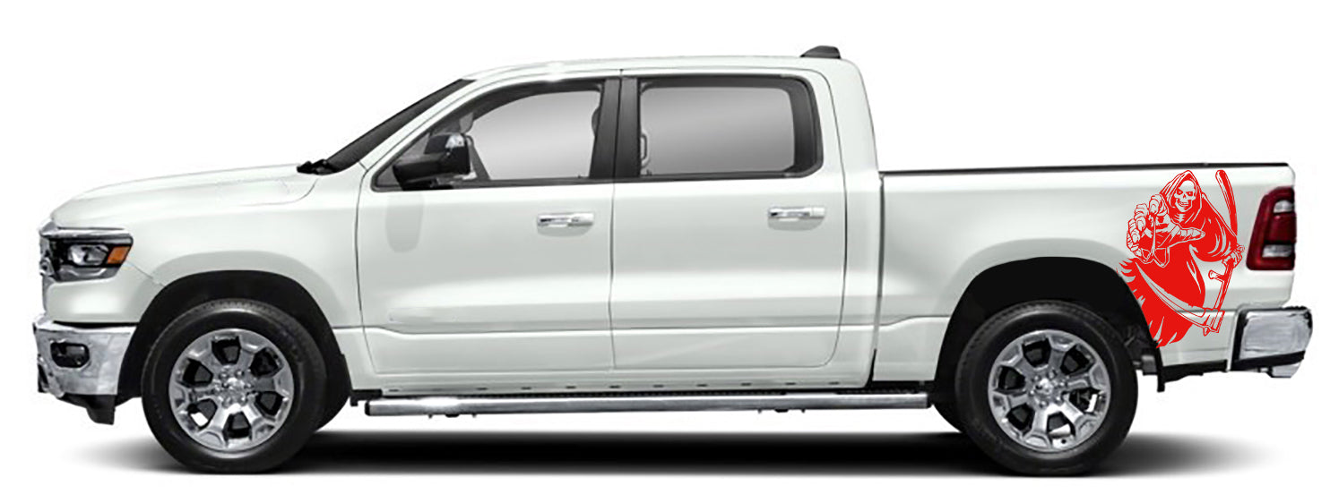 reaper bed decals for dodge ram 2018 to 2023 models red