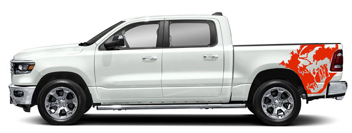 skull scream bed graphics for dodge ram 2018 to 2023 models red