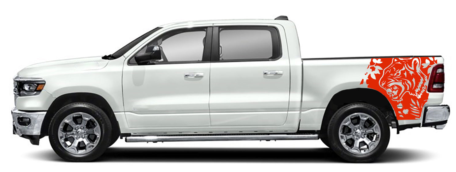 tiger bed graphics for dodge ram 2018 to 2023 models red