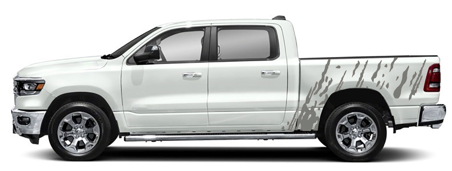 mud splash bed graphics for dodge ram 2018 to 2023 models gray