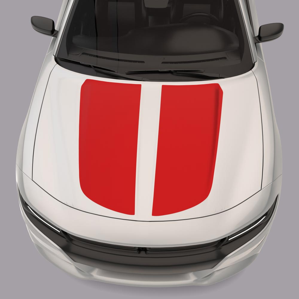 Hood Accent Stripes Vinyl Decals white car red stripes