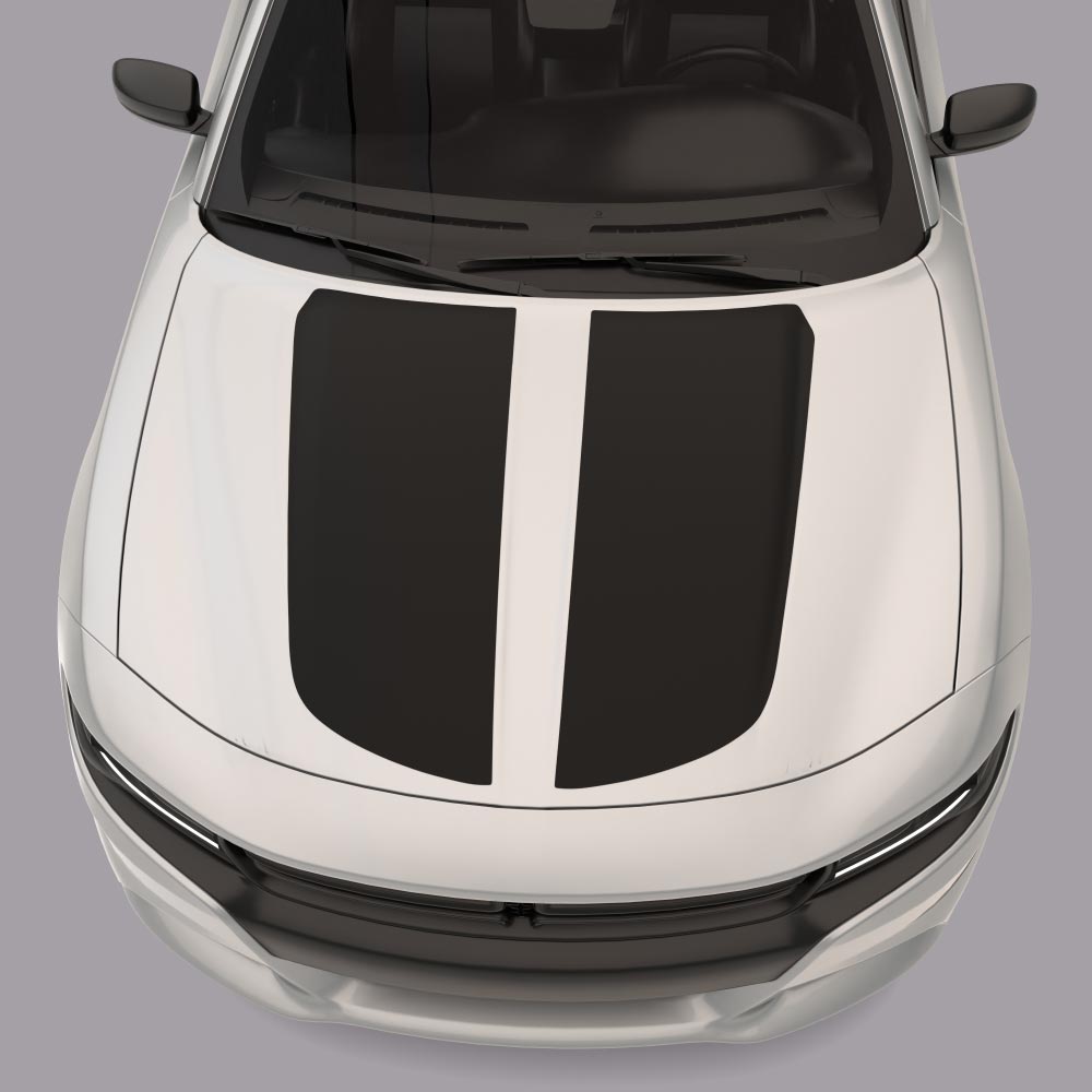 Hood Accent Stripes Vinyl Decals white car black stripes