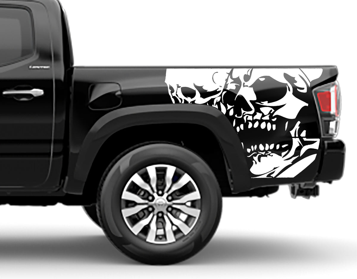 Toyota Double Skull Bed Decals (Pair) Vinyl Graphics Kit Fits