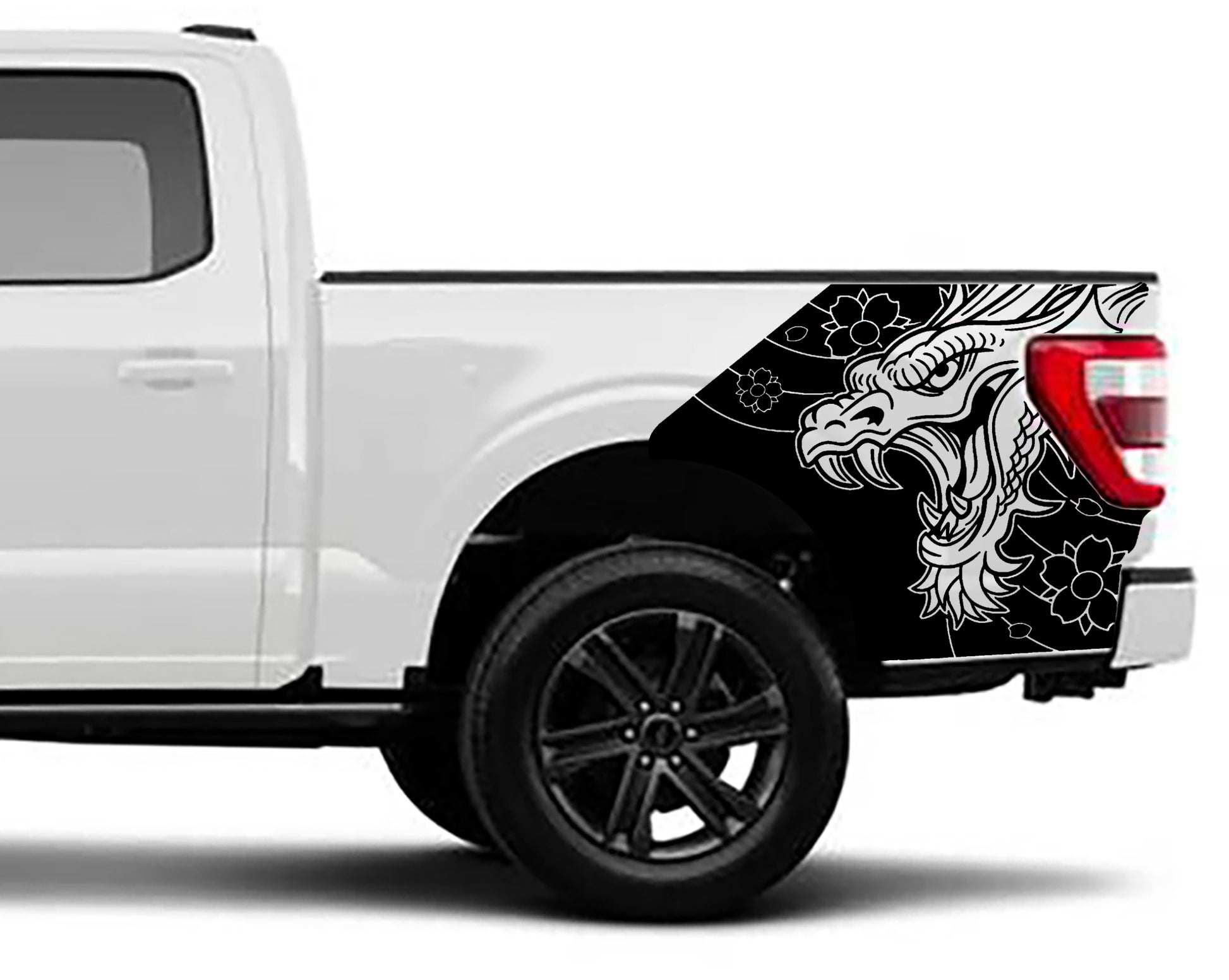 Ford F-150 Dragon Bed Decals (Pair) : Vinyl Graphics Kit Fits (2021-2023)