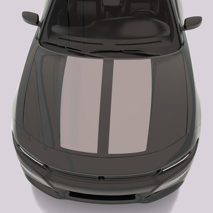 black car with gray Dual Hood Accent Stripes