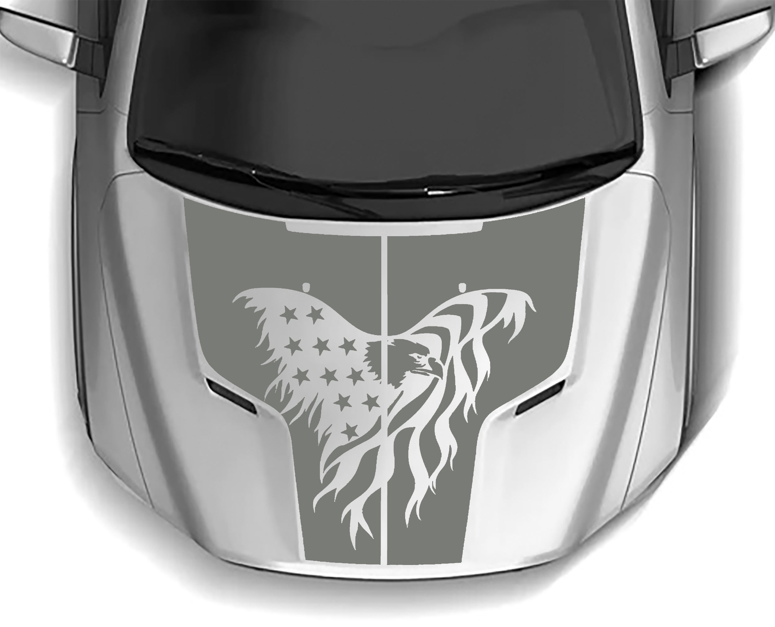 eagle flag hood graphics for dodge ram 1500 hemi 2009 to 2018 models gray