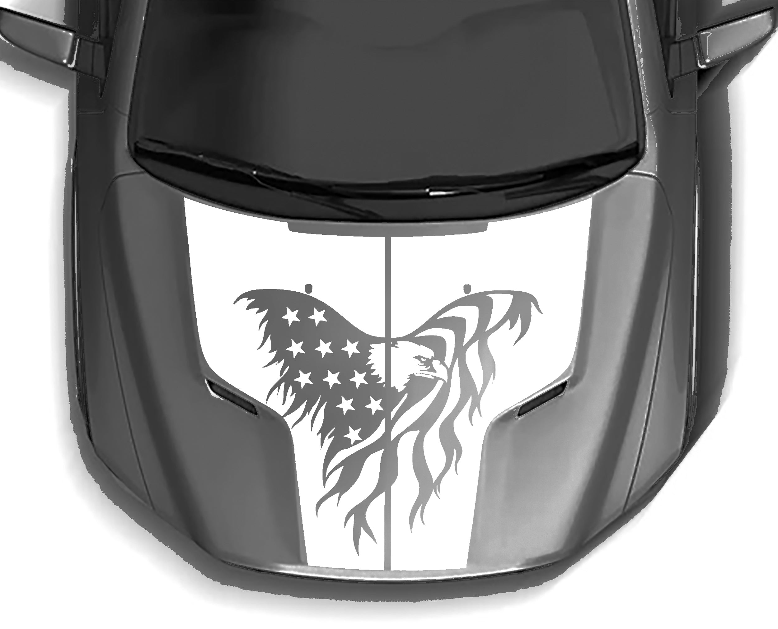 eagle flag hood graphics for dodge ram 1500 hemi 2009 to 2018 models white