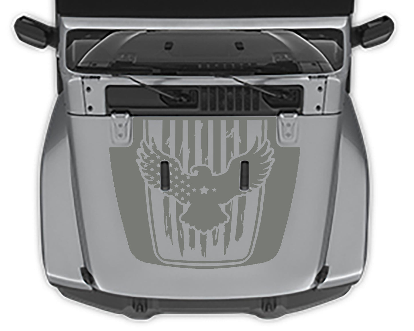 Eagle flag hood decal for jeep wrangler jl gray