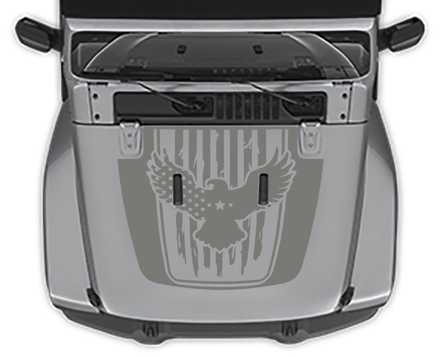 Eagle flag hood decal for jeep wrangler jl gray