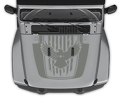 Eagle flag hood decal for jeep wrangler jl gray