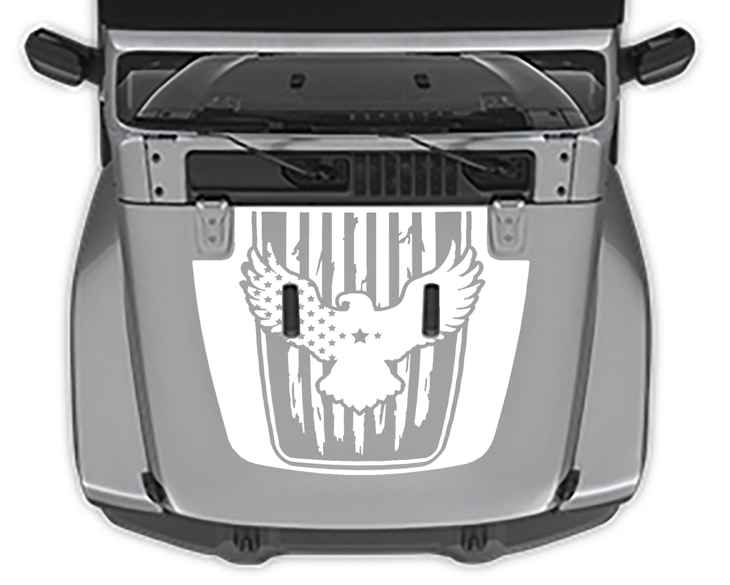Eagle flag hood decal for jeep wrangler jl white