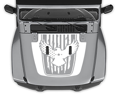 Eagle flag hood decal for jeep wrangler jl white