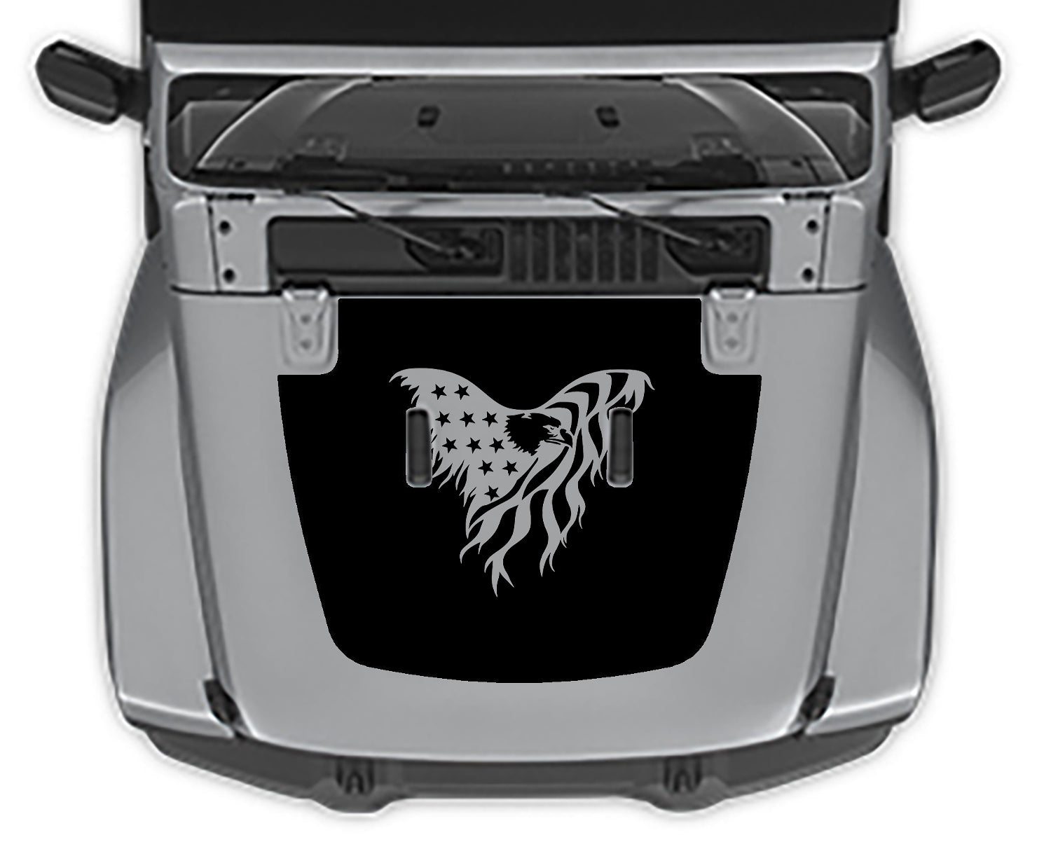 Eagle USA flag hood decal for jeep wrangler jl black
