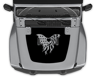 Eagle USA flag hood decal for jeep wrangler jl black