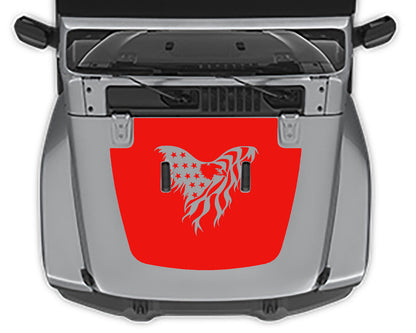 Eagle USA flag hood decal for jeep wrangler jl red