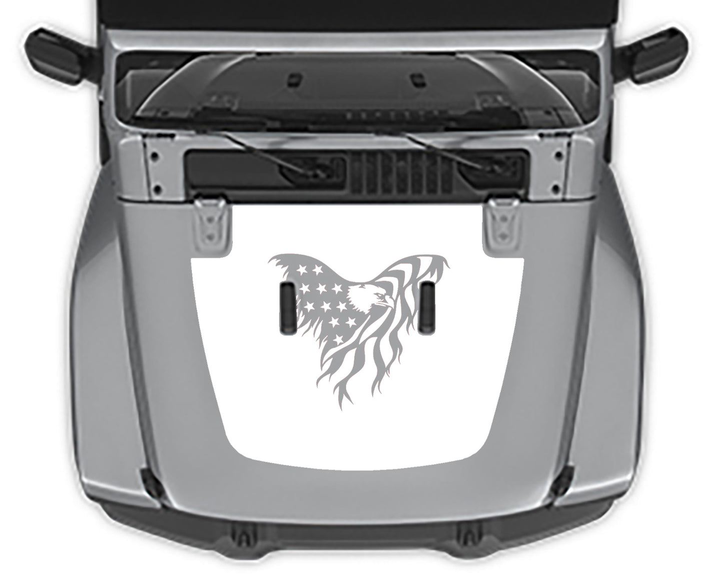 Eagle USA flag hood decal for jeep wrangler jl white