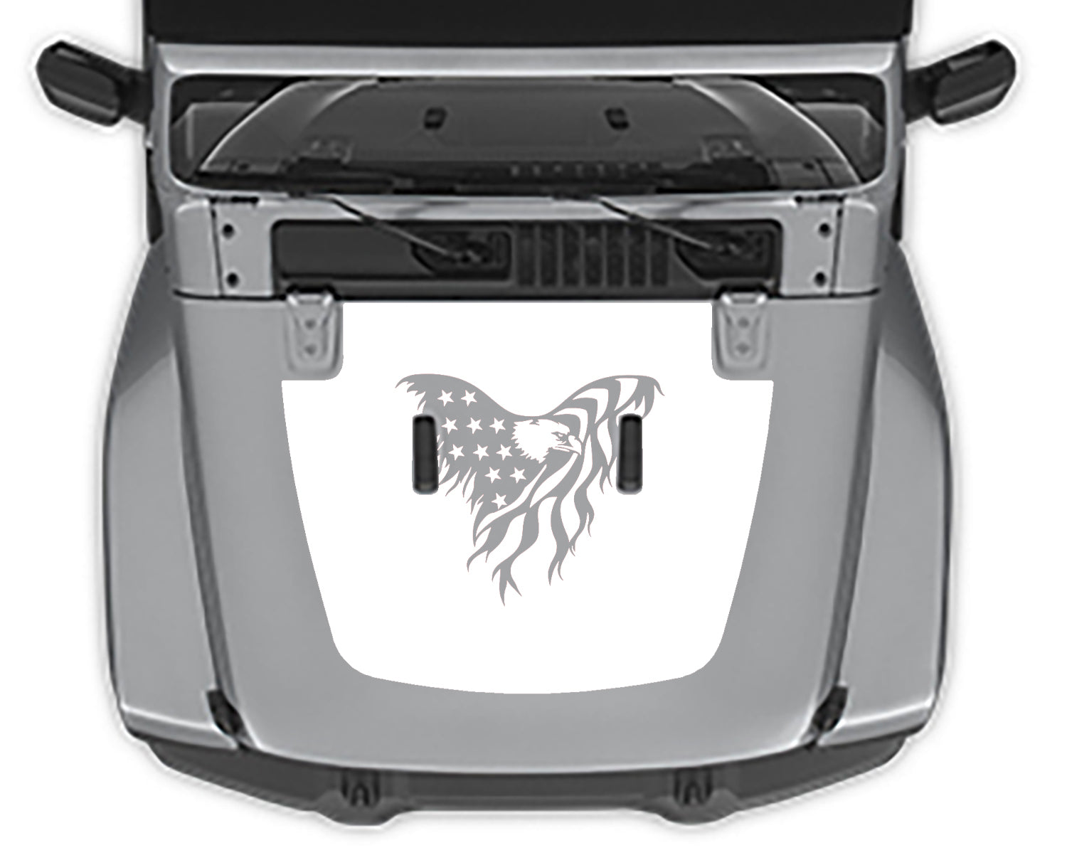 Eagle USA flag hood decal for jeep wrangler jl white