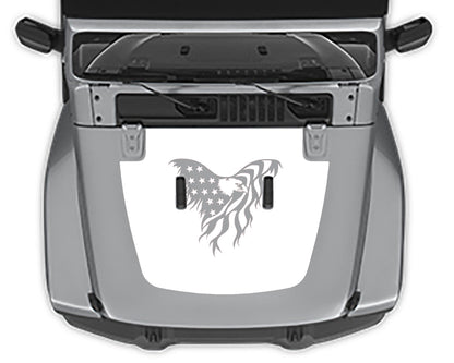 Eagle USA flag hood decal for jeep wrangler jl white