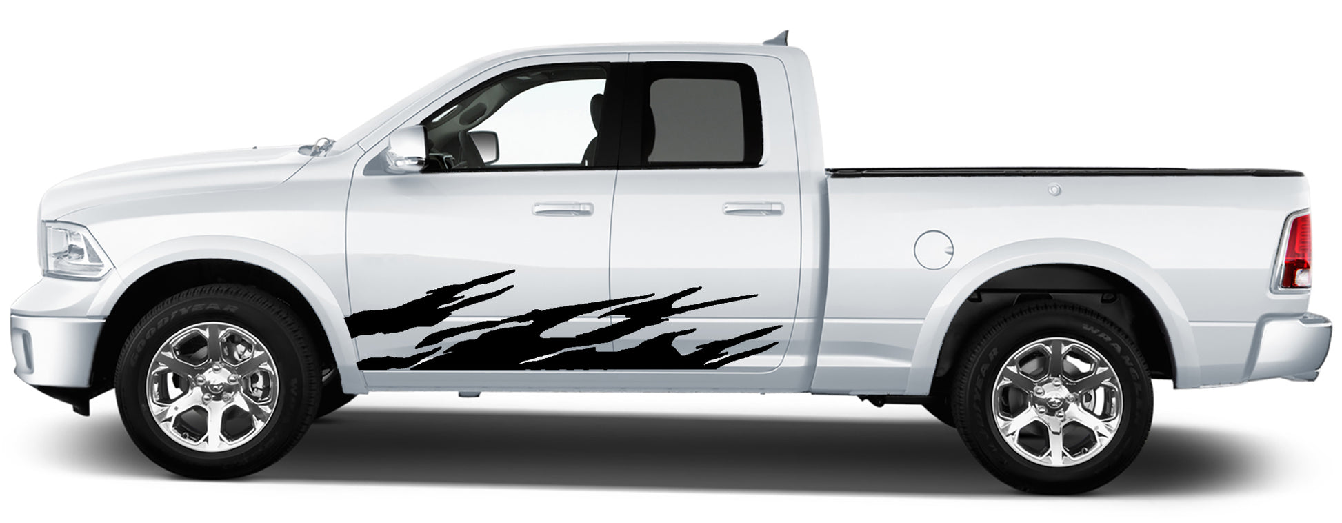 Fire flame rocker panel stripes for dodge ram 2008 to 2023 models black