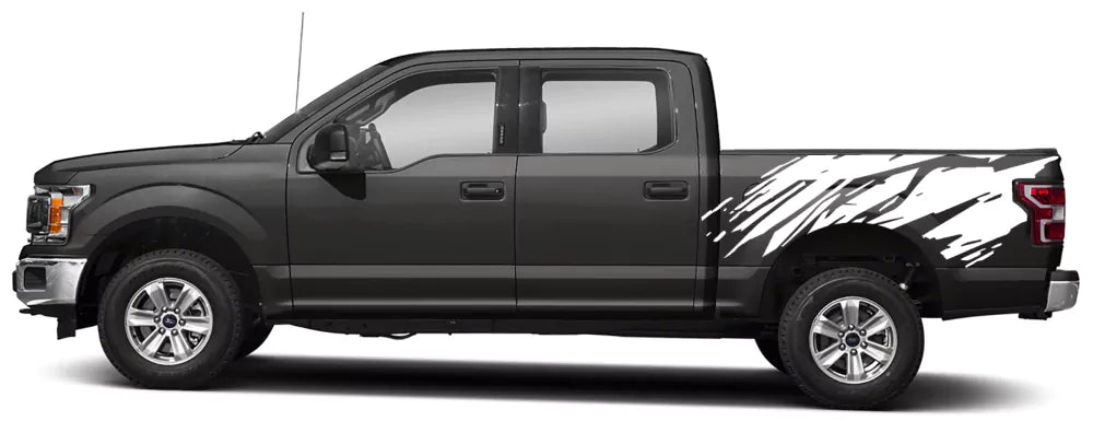 White Splatter Slash bed side decal for 2015-2020 Ford F-150 truck
