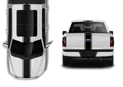 Ford F-150 Center Rally Racing Stripes Decal : Vinyl Graphics Kit Fits (2021-2023)