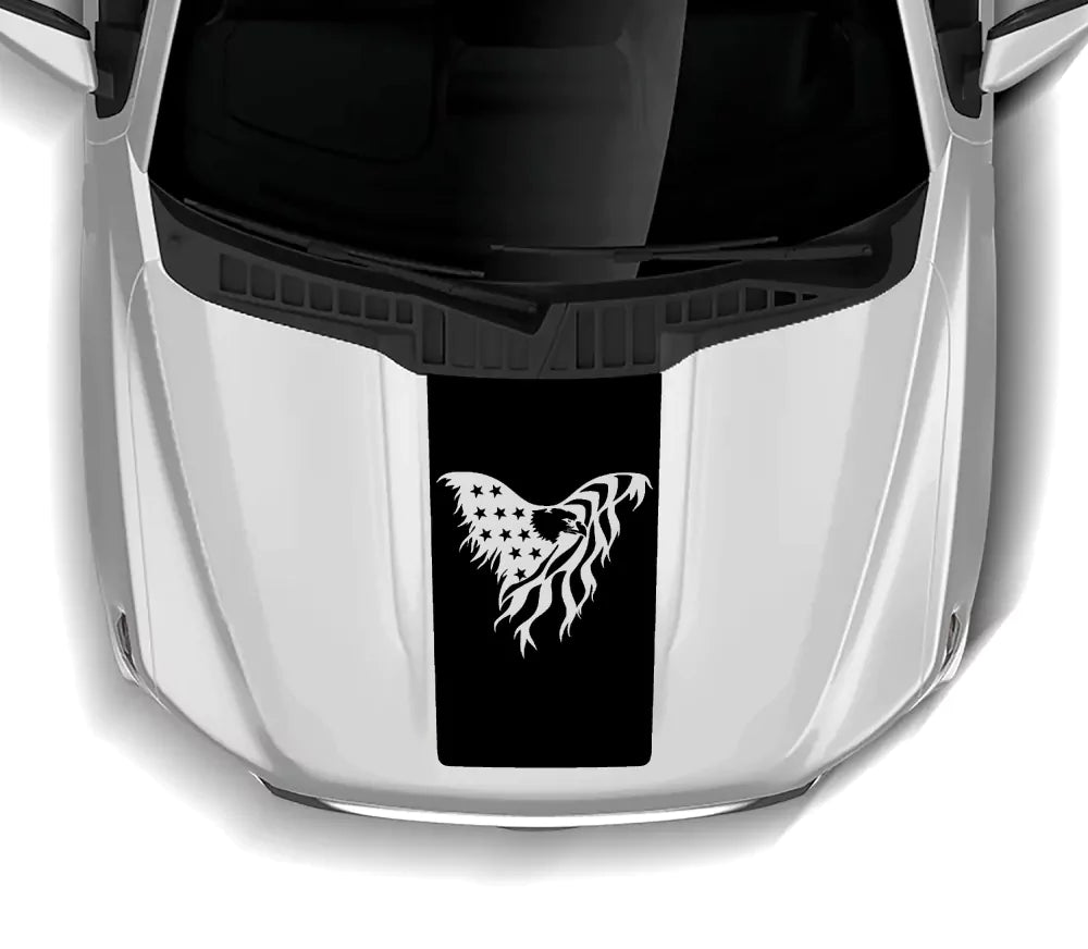 Black Ford F150 hood decal American eagle installed on 14th gen Ford F-150 hood