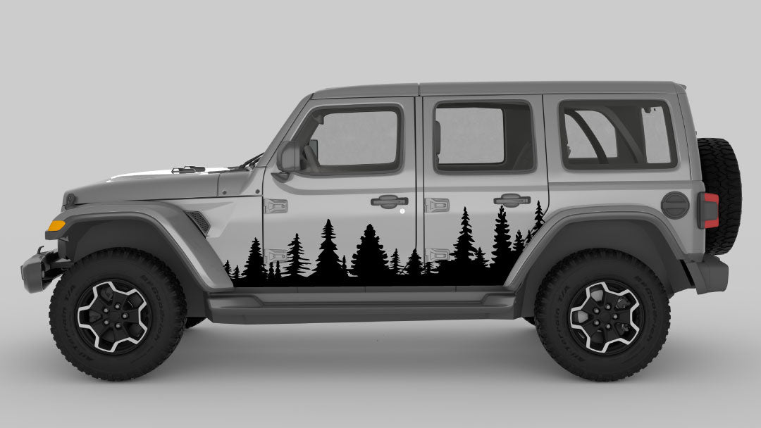 Black color Forest Trees Side Decals on Jeep Wrangler JL