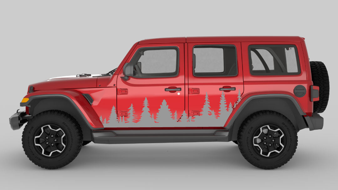 Gray color Forest Trees Side Decals on Jeep Wrangler JL